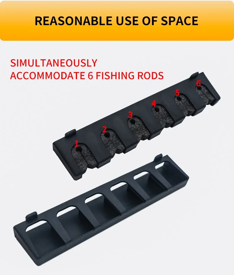 1Pcs Angelrute Lagerung Rack 6 Löcher Wand-montiert Angelrute Halter Halterung Vertikale & Horizontale Display Festen Rahmen – Detail 6