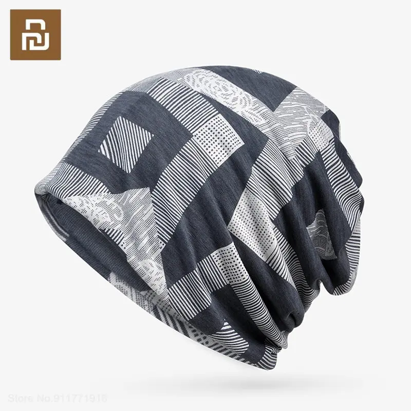 Youpin-gorro holgado con patrón geométrico para hombre y mujer, gorro de punto, turbante, transpirable, fino