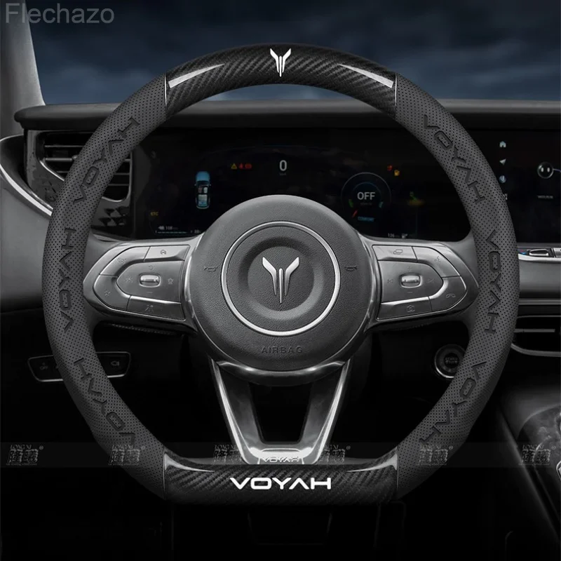 Nappa Car Carbon Fiber Steering Wheel Cover For Lantu VOYAH Dreamer FREE PHEV COURAGE PASSION TaishanX8 PHEV EV Car