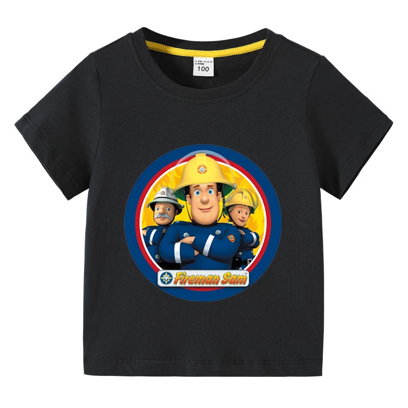 Kids Sam Fireman Firefighter Boys Girls Short Sleeve Tops Children's Funny Tee For Summer aldult Parent child Kids Cotton Tshirt