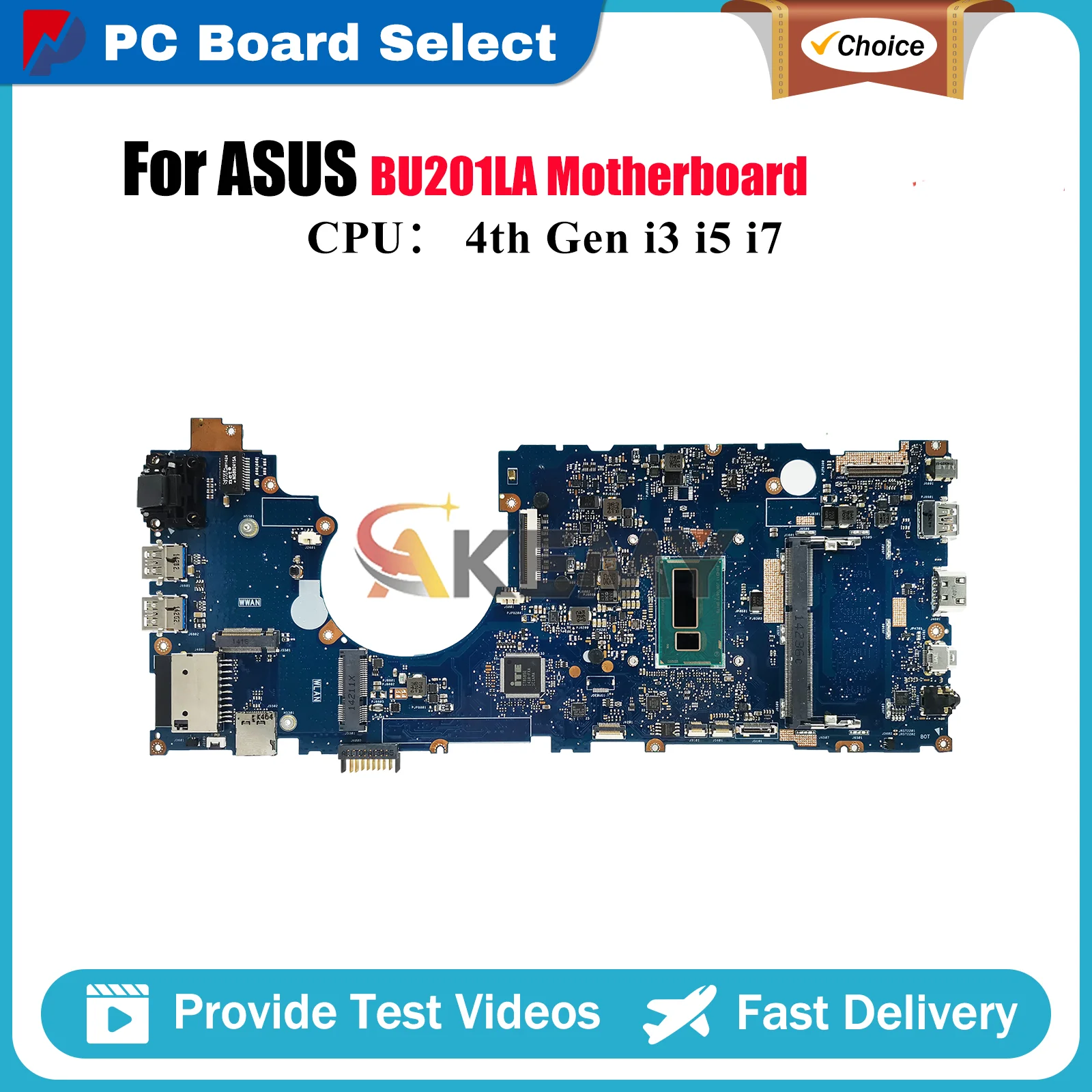 

BU201LA Laptop Motherboard For ASUS ExpertBook BU201LA BU201L Notebook Mainboard With i3 i5 i7 CPU 100% tests OK fast shipping