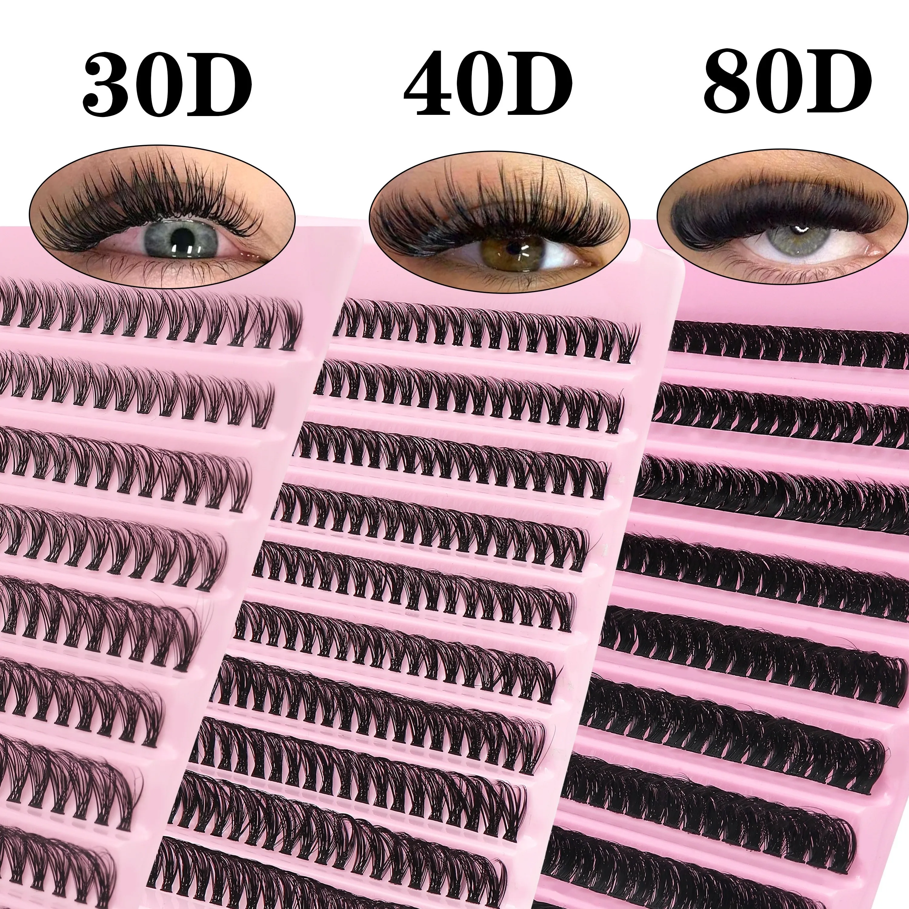 200 Cluster, natürlich aussehende D-Curl-Kunstwimpern, dick und flauschig für den täglichen Gebrauch – Detail 1