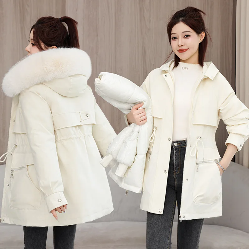 PinkyIsBlack New Thick Women's Winter Parkas Jacket Down Cotton Casual Long Coat Removable Liner Warm Hooded Parkas Outwear