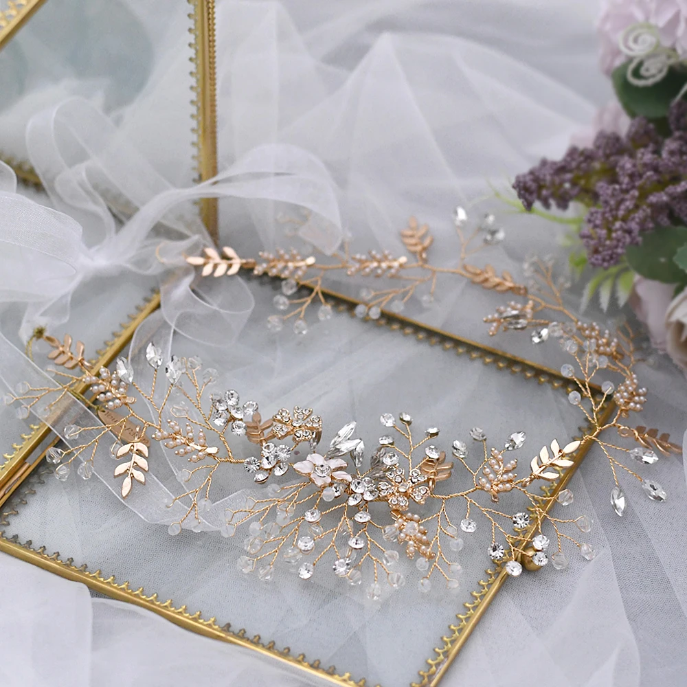 TRiXY SH235 Luxury Golden Rhinestone Belt Alloy Flower Wedding Belt Clear Crystal Bridal Belt  Jewelry Belt for Evening Dress