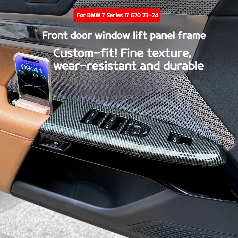 

For BMW 7 Series i7 G70 2023-2024 Car ABS Carbon fiber front door window button frame lift panel car interior accessories