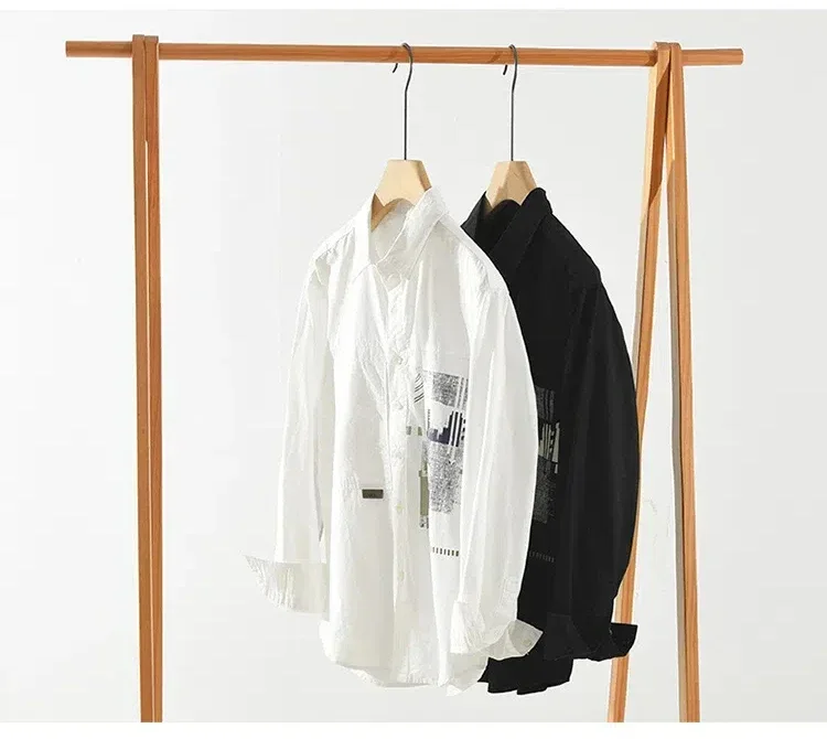 

Korean Fashion Men White Shirt Youth Streetwear Patchwork Designer Shirts Male Spring Summer Casual Pure Cotton Tops Comfort