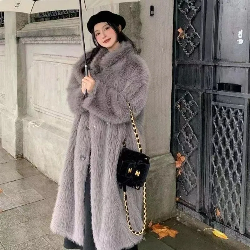 2023 New Women's Winter Fur Coat Medium Long Toka Fox Hair Over Knee Slim Fur Coat Youth Thickened Fashion Soft Comfortable Coat