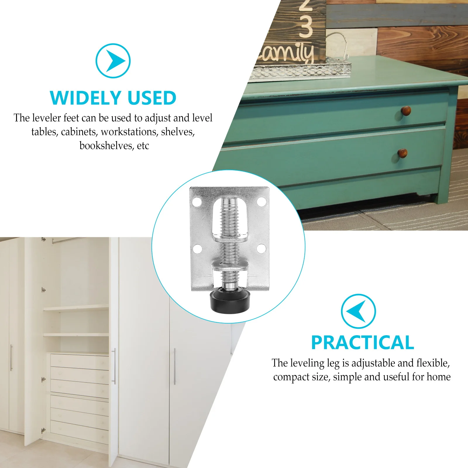 

4pcs Heavy Duty Furniture Levelers Steel Cabinet Leg Leveling Feet Adjustable Height Brackets for Table Workbench Corner