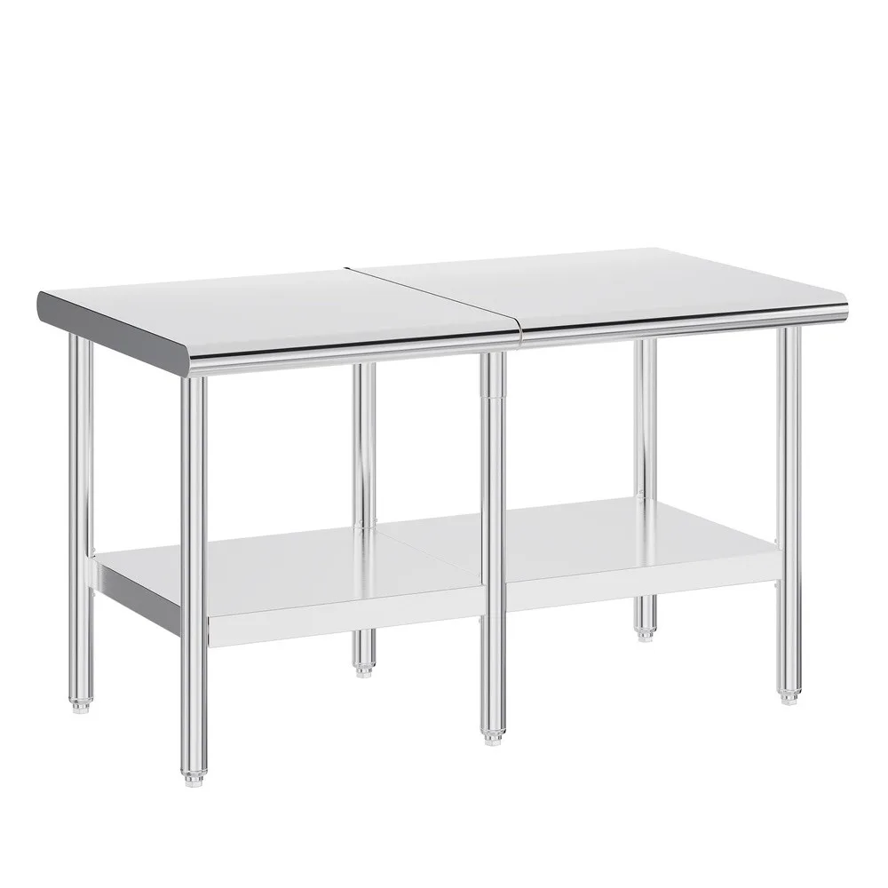 60x30 Stainless Steel Prep Table Anti Cut Rounded Edge