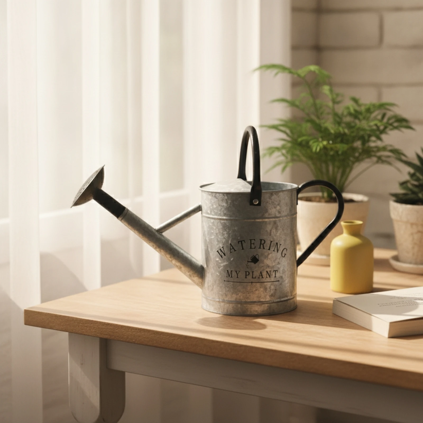 Galvanized Watering Can Heavy Duty Metal Watering Can Garden Tool Sturdy Recyclable for Gardeners, Balcony, Indoor Plants