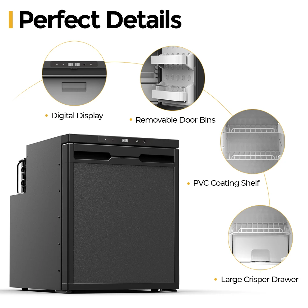 CR85 Mobile Home Vehicle Fridge Freezer 12 Volt Refrigerator for Outdoor Camping Off-Road RV Appliance