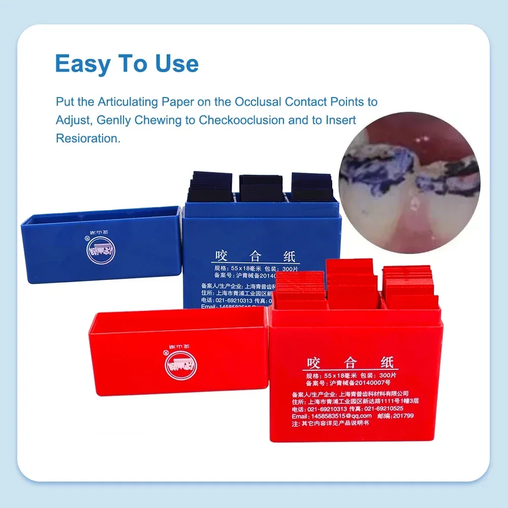 300 Uds Dental 55*18mm tiras de papel articuladas rojo azul odontología Material de blanqueamiento Dental herramientas dentales