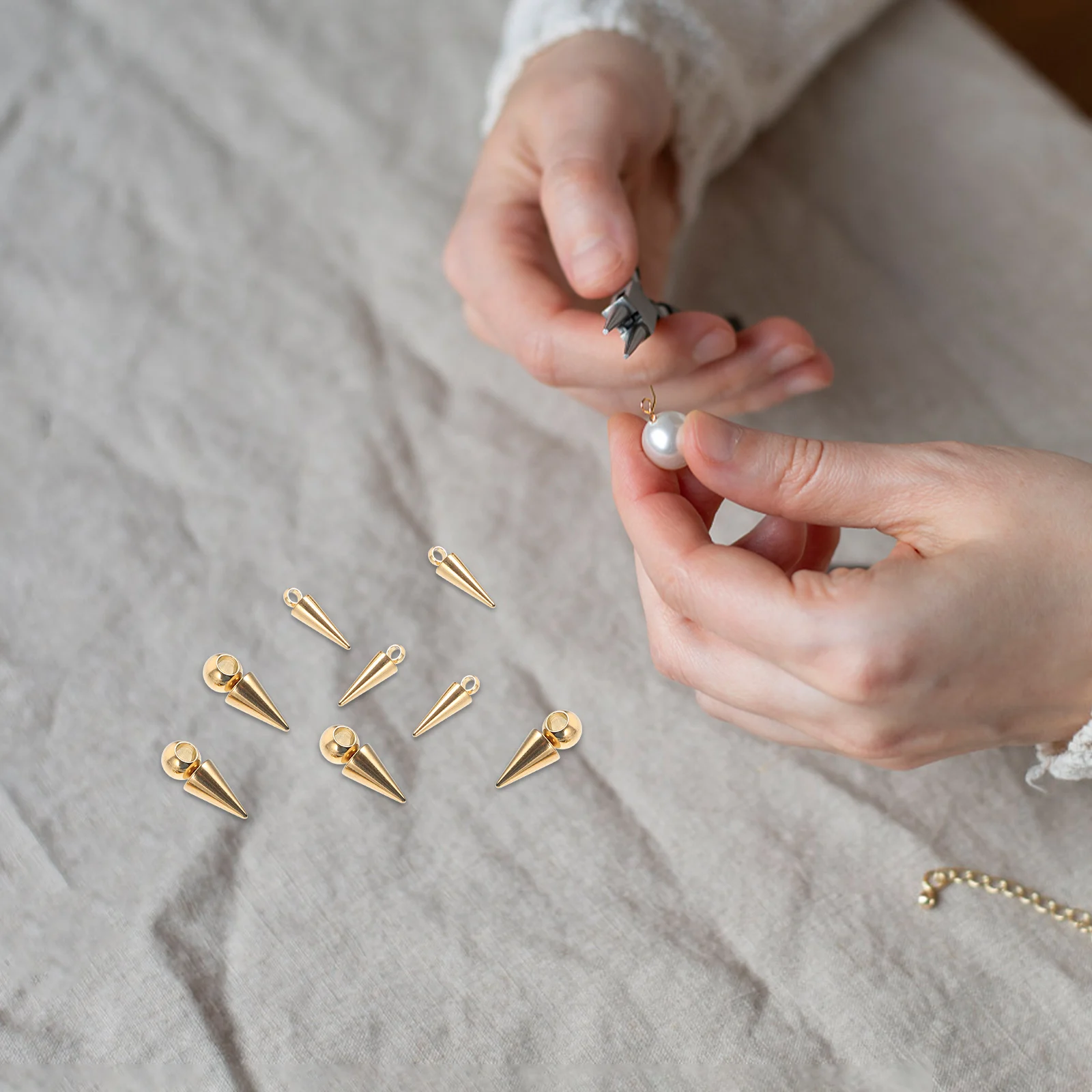 

20pcs Stainless Steel Cone Charms Pendant Accessories for Necklace Bracelet Keychain Jewelry Making Crafts Gifts