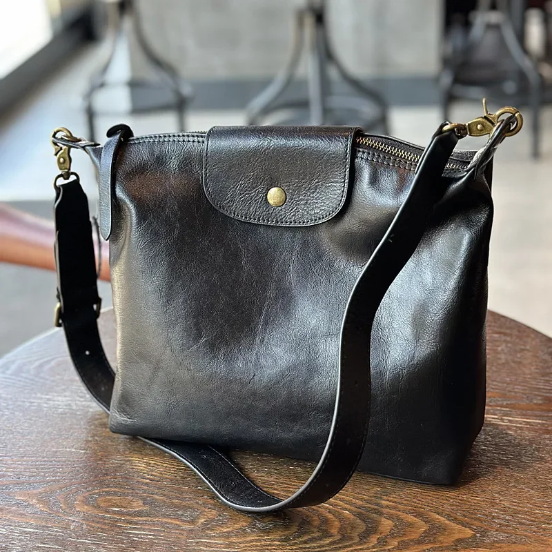 New Vintage Cowhide Message Bag Casual Large Capacity Genuine Leather Crossbody Shoulder Bagsfor Women Vintage Luxury Bolsas