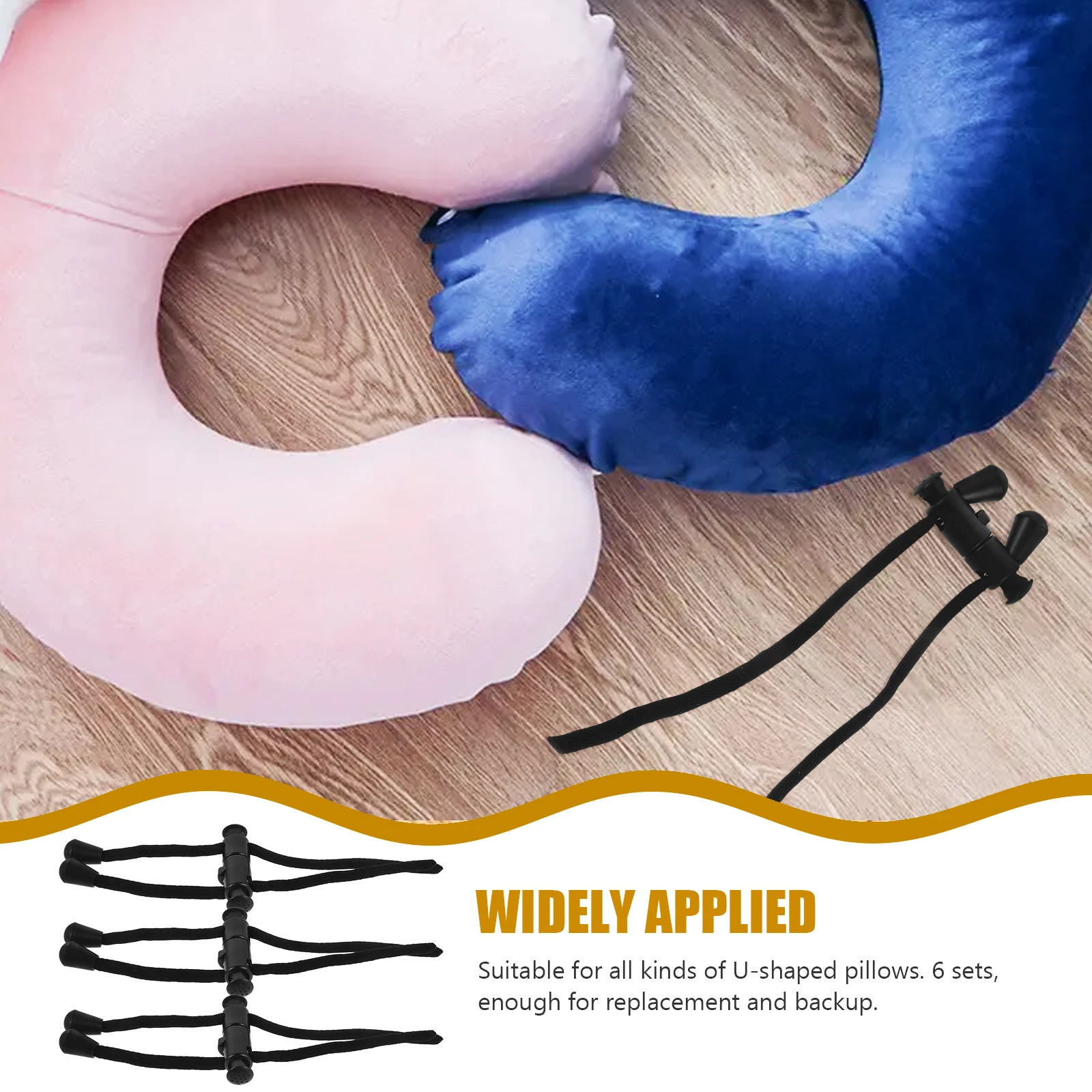 

6Pcs Neck Pillow Rope Adjustable Elastic Strap for Travel Pillow Secure Fix and Comfort Adjust Rope Belt Band with Ends