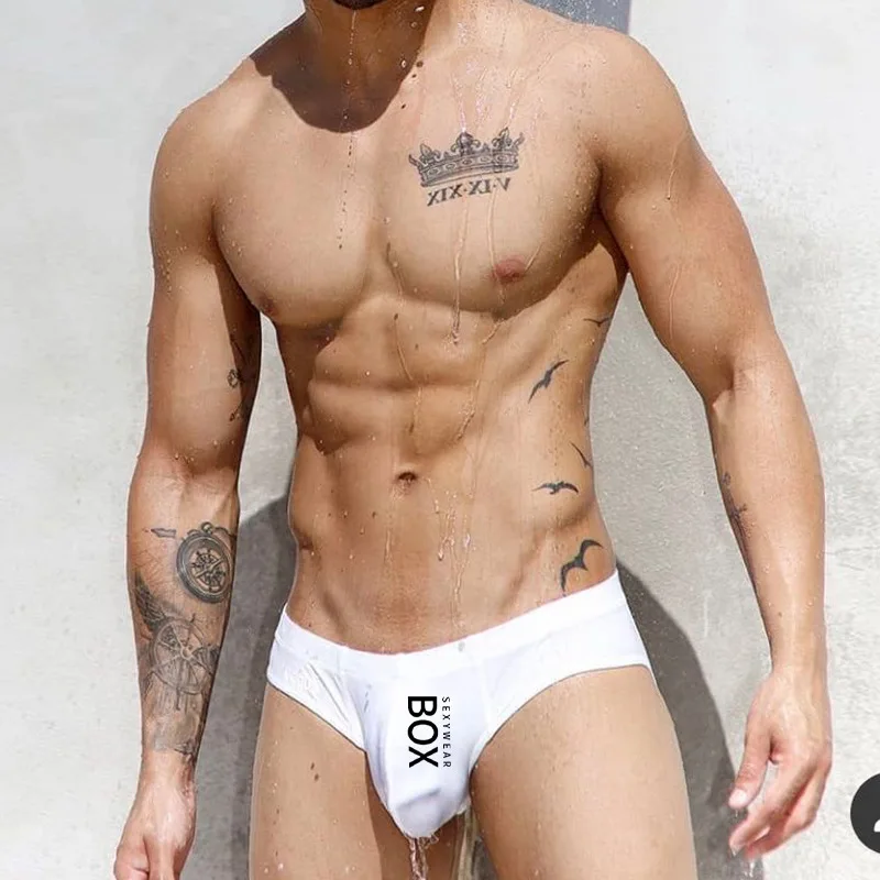 Milk ice slik Men's briefs summer thin black and white sports men boxer underwear low waist comfort U Convex sexy bikini pant fo - Image 3