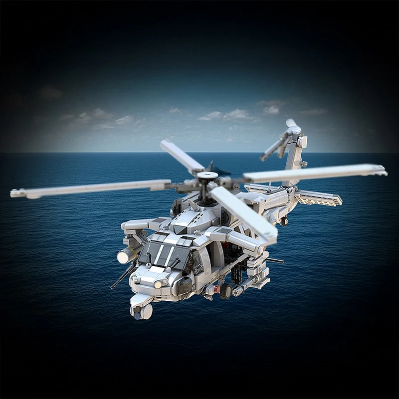 New 1536Pcs Moc Military Weaponed Mh-60S Helicopter Model Building Block Technology Brick Diy Assembly Toy Holiday Christmas Gif