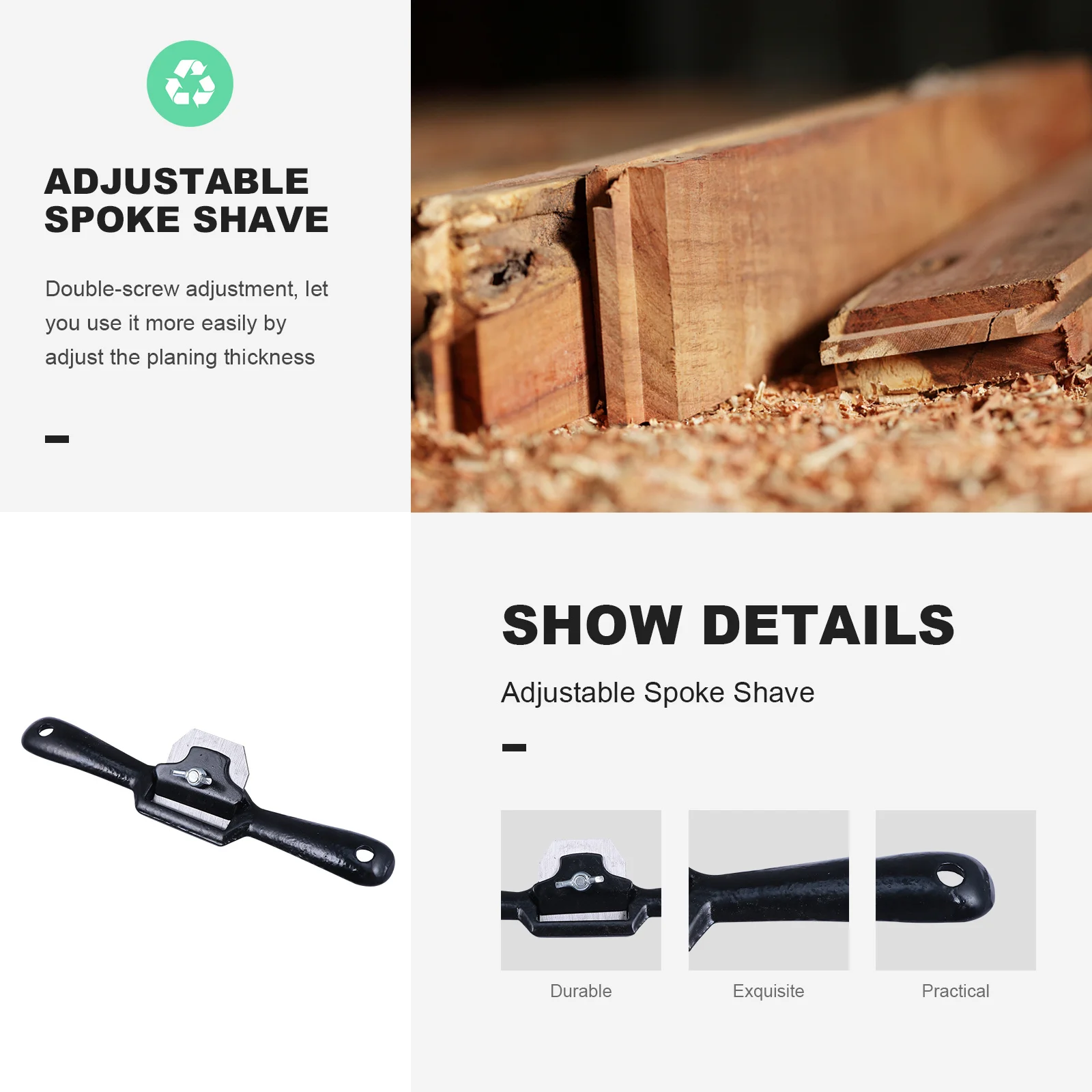 

2 Pieces Wood Working Tool Set Spokeshave for Detailed Shaping High Strength Frame Professional Grade Adjustable Shaving Blade
