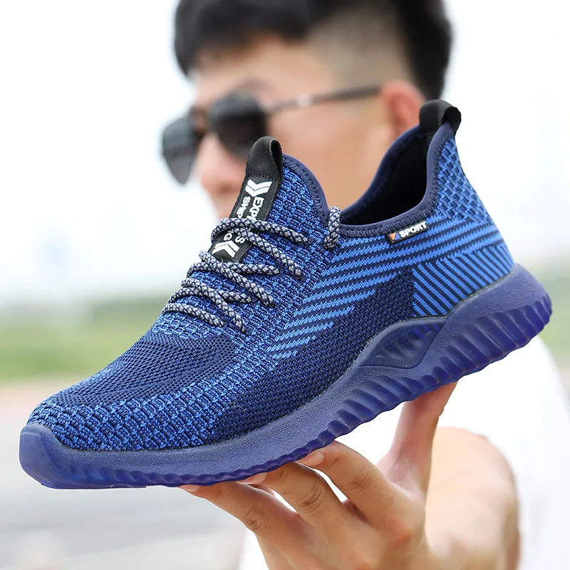 Fashion Safety Shoes Men's Fall  Winter work Protection Sneakers Steel Head Anti-fall Anti-piercing Boots Knit Shoes