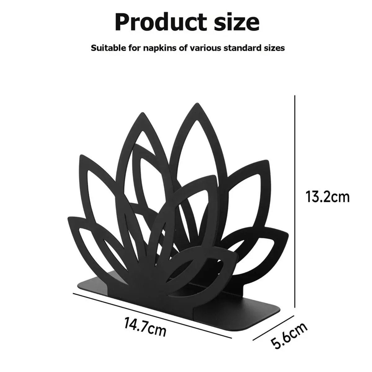 Iron Napkin Holder Tabletop Decor Holder Decorative Metal Paper Tissue Stand for Kitchen Dining Table Black