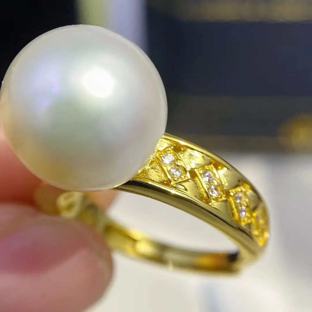 الجملة S925 فضة قابل للتعديل حلقة جبل إعدادات النتائج حوامل ملحقات أجزاء ل 11-12 مللي متر اللؤلؤ 5 قطعة/الوحدة #3