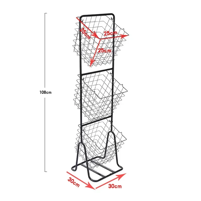 3-tier Wire Market Basket Storage Stand For Fruit Vegetables Toiletries Household Items Stylish Tiered Serving Stand Baskets