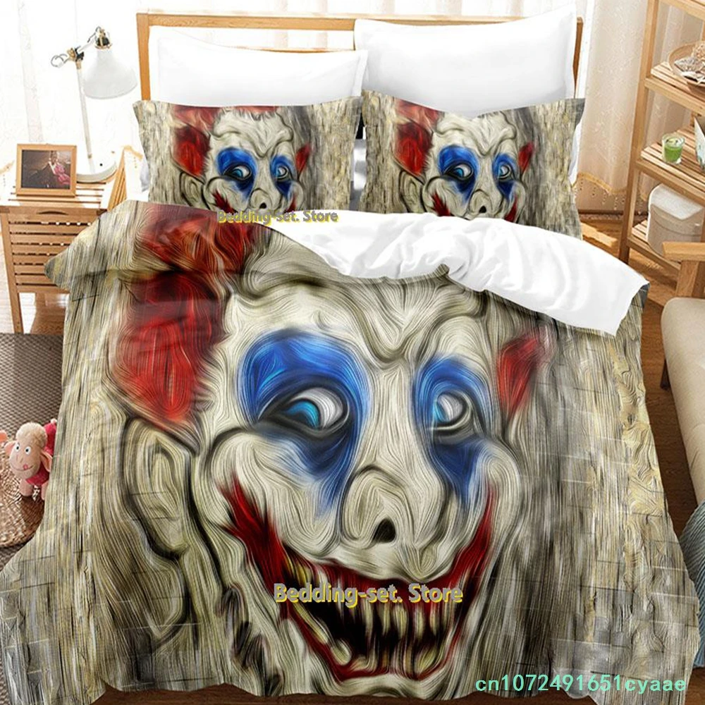 Dark Evil Clown Bedding Set Single Twin Full Queen King Size Bed Set Adult Kid Bedroom Duvetcover Sets Anime Parure De Lit Bed