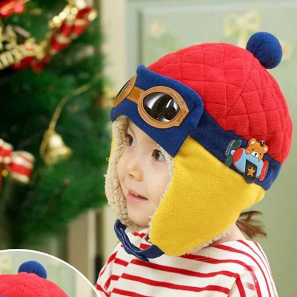 

2pcs Pilot Hat Winter Hats for Kids Thicken Cotton Childrens Warm Baby Girls Caps Boys Portable Lightweight Fashionable Cozy