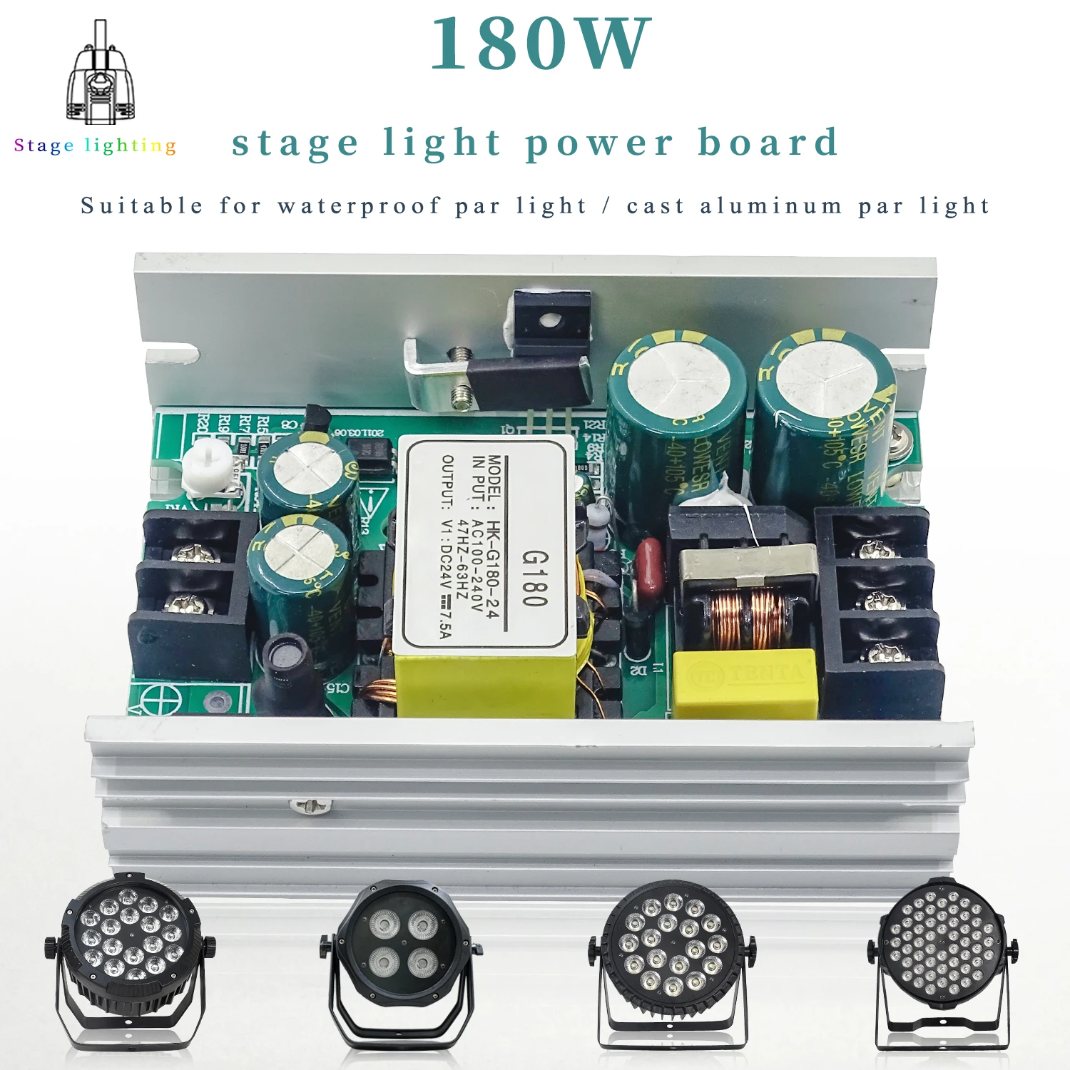 

LED Par Light Switching Power Supply 180W 24v For 18X12W Waterproof Par Light 54x3w 18x18w Stage Light Repair Spare Parts