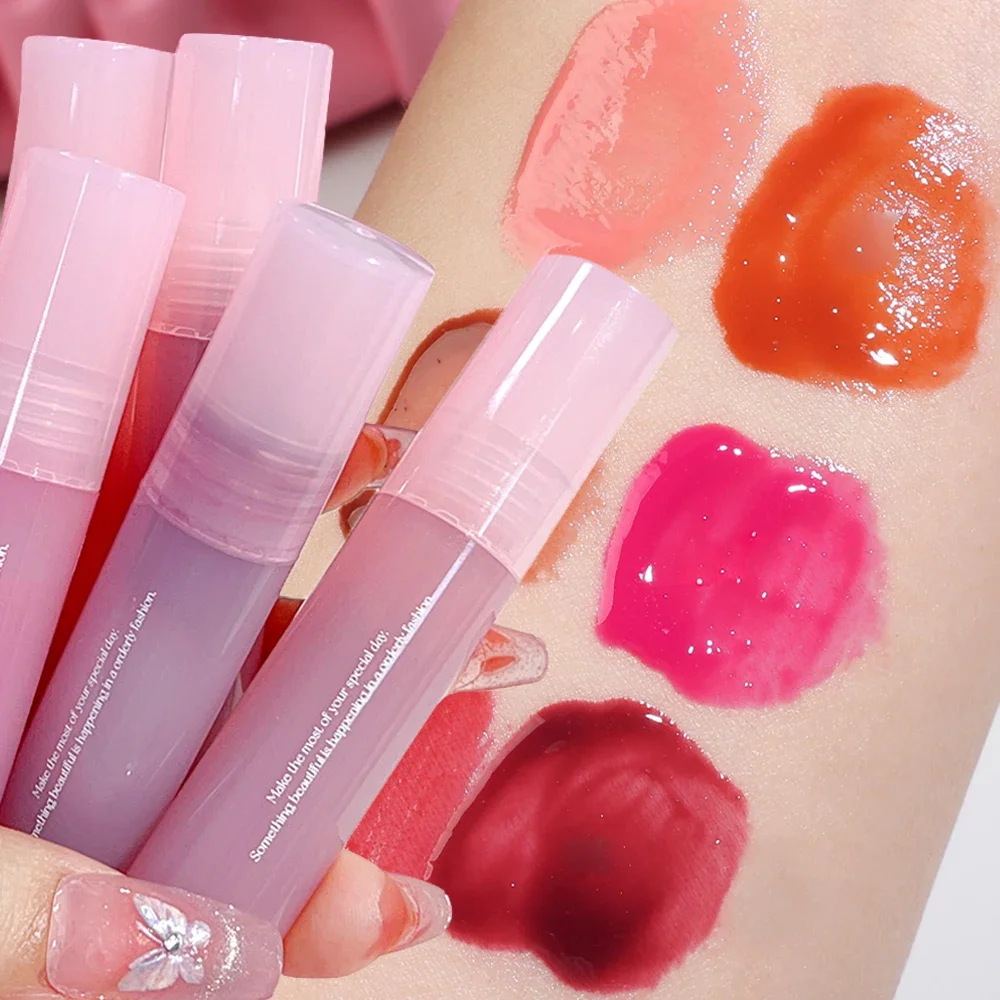 6color Juice Pink Red Lip Gloss Mirror Water Light Moisturizing Glass Glossy Liquid Lipstick Lipglaze Waterproof Lip Tint Makeup