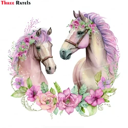 Three Ratels K934 Floral Pink Horse Horses Vinyl Mural art Decal Wall Stickers Home Decoration Bedroom Living Room