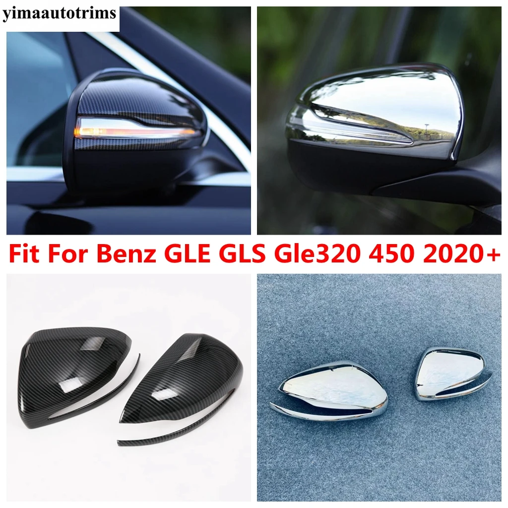 

Rearview Mirror Shell Protect Cover Trim For Mercedes-Benz GLE GLS Gle320 450 2020 2021 ABS Chrome / Carbon Fiber Accessories