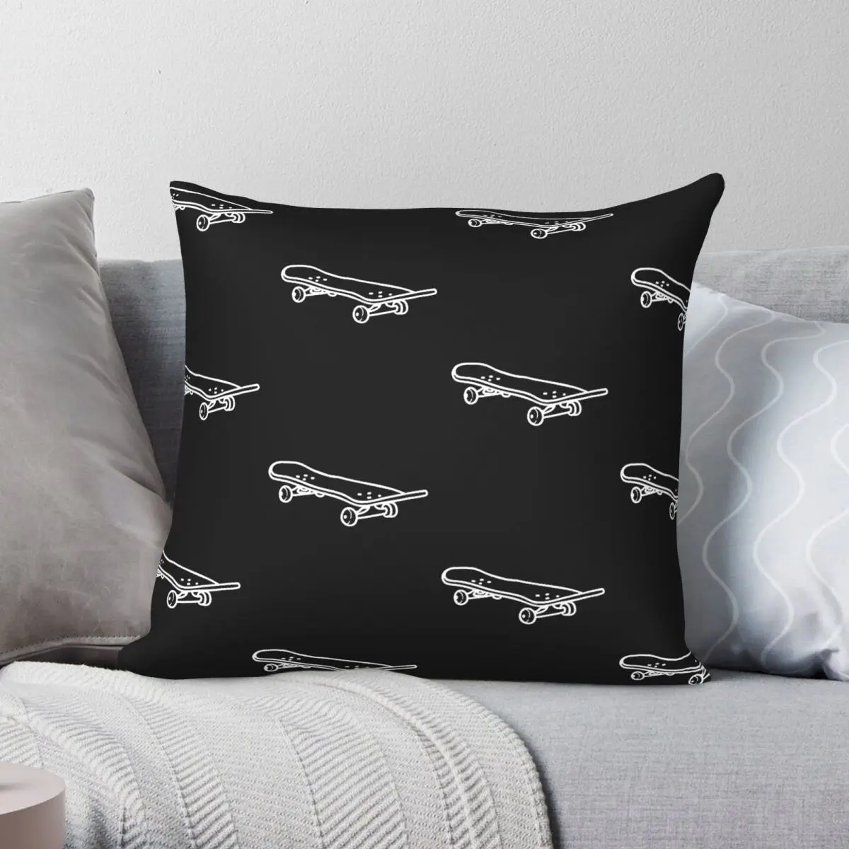 Skateboard Deck Pillowcase Polyester Linen Velvet Pattern Zip Decorative Throw Pillow Case Car Cushion Cover
