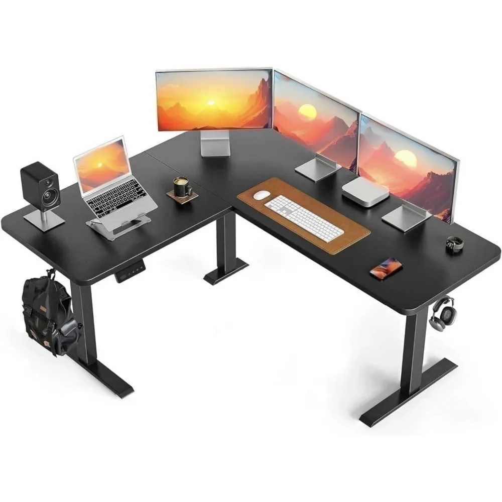 

L Shaped Standing Desk, 63" Corner Standing Desk with Electric Adjustable Height, L Shaped Adjustable Table with Splice Board