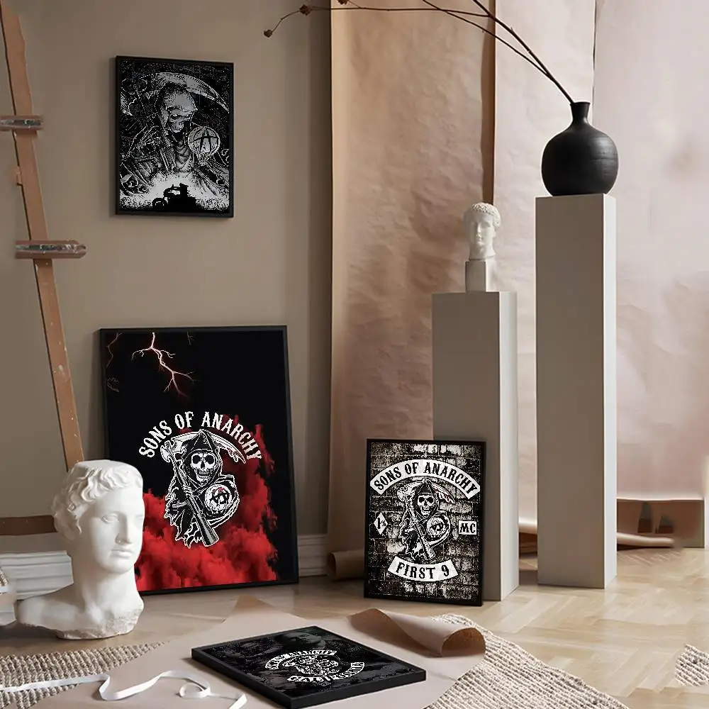 TV Sons Of A-Anarchy Anime Posters Sticky Decoracion Painting Wall Art White Kraft Paper Wall Decor