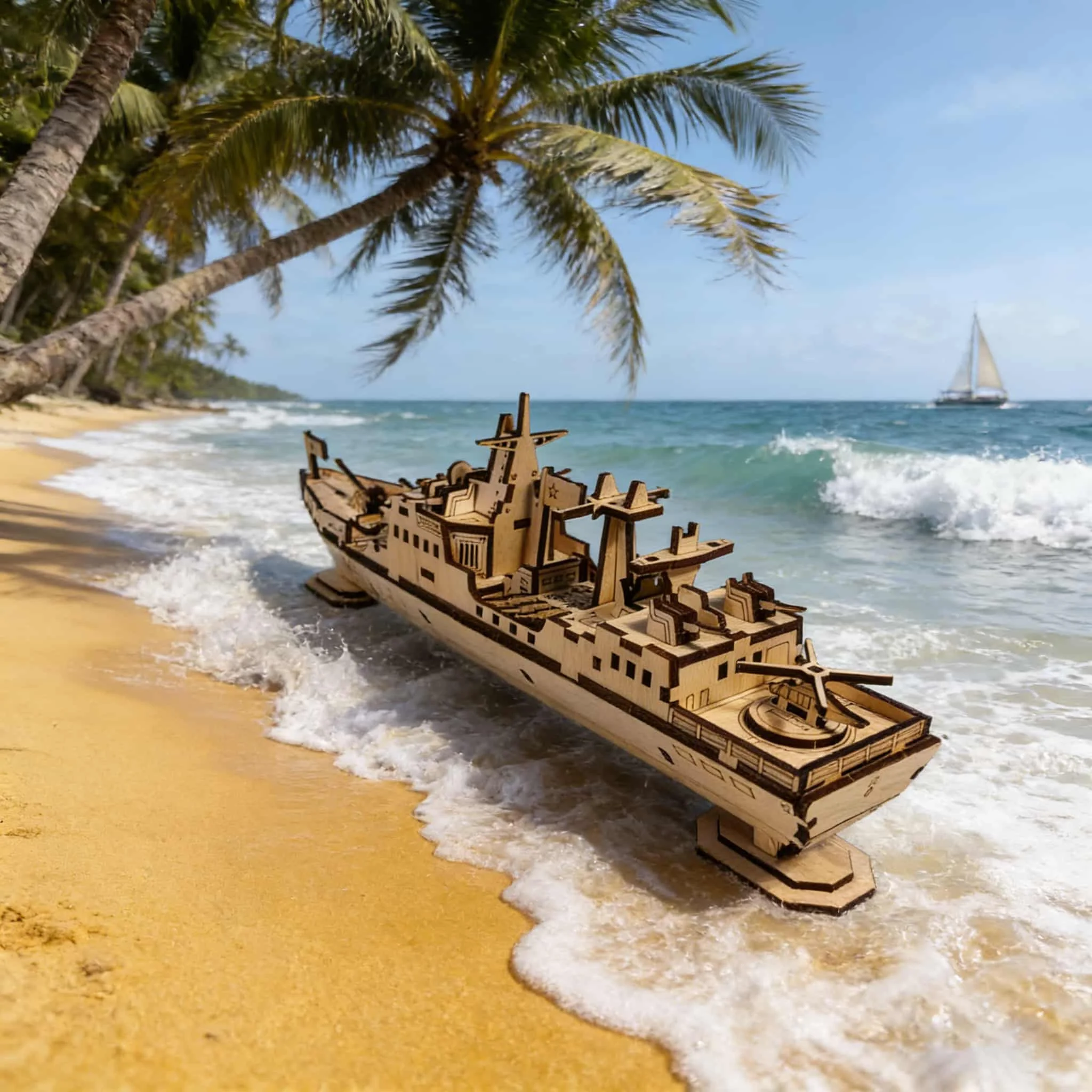 3D Wooden Puzzle Warship, Scale Model, DIY Model Kit, Handcrafted Gift, Home Decor, Assembly Toy