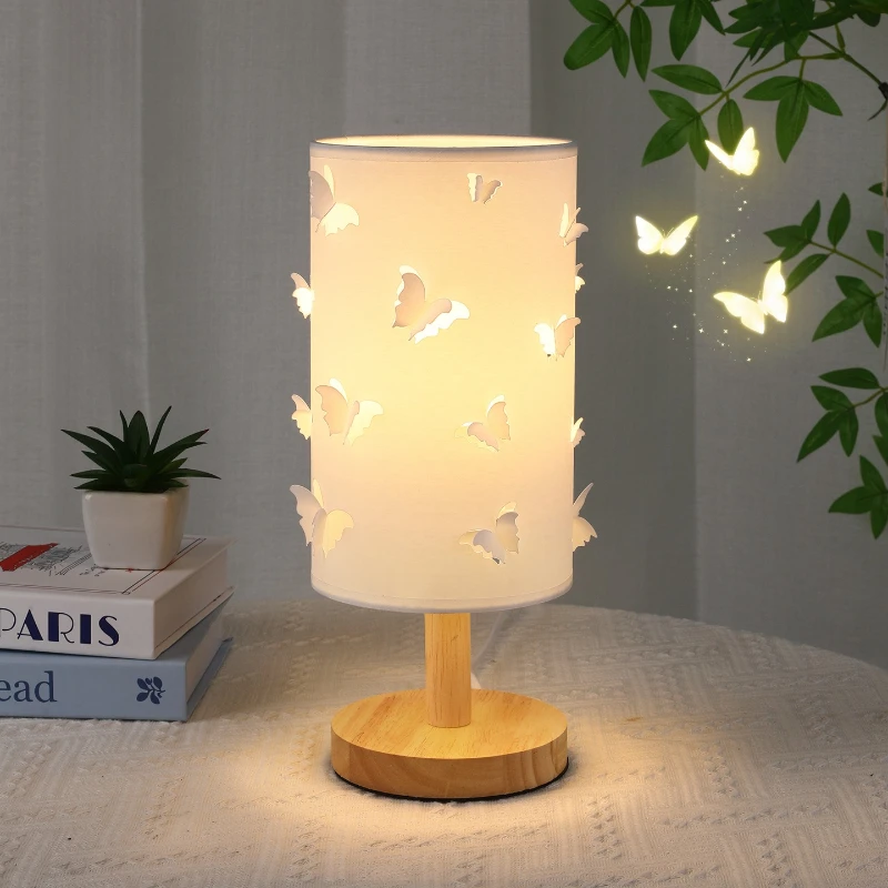 Nordic Solid Wood Bedside Lamp Modern Minimalist Desk Light for Bedroom Dorm Kids Room