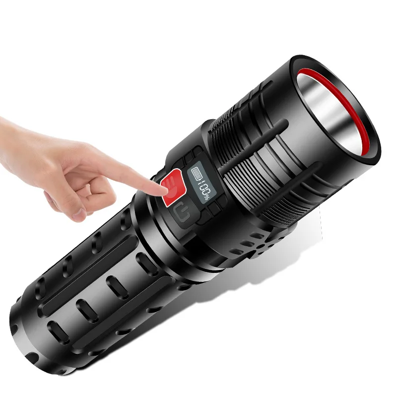 Ostre światło moda Latarka czarny przenośna Latarka Usb Camping polowanie Latarka Led Latarka Led Mocna