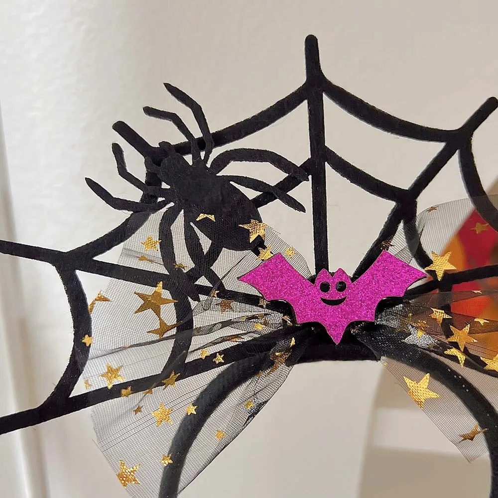 Bats Halloween Headband Spider Headwear Pumpkin Hairbands DIY Hair Accessories Headdress Spider Web Head Wrap Boys/Girls