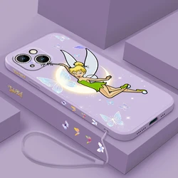 Tinkerbell Cute For Apple iPhone 15 14 13 12 11 XS XR X 8 7 Pro Max Plus Mini Liquid Left Rope Phone Case