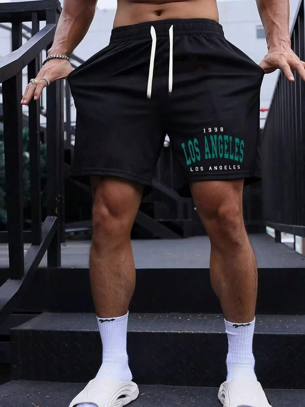 

Новинка 20%, мужские дышащие шорты с принтом Лос-Анджелеса, повседневные и удобные летние шорты для фитнеса, велоспорта и скалолазания