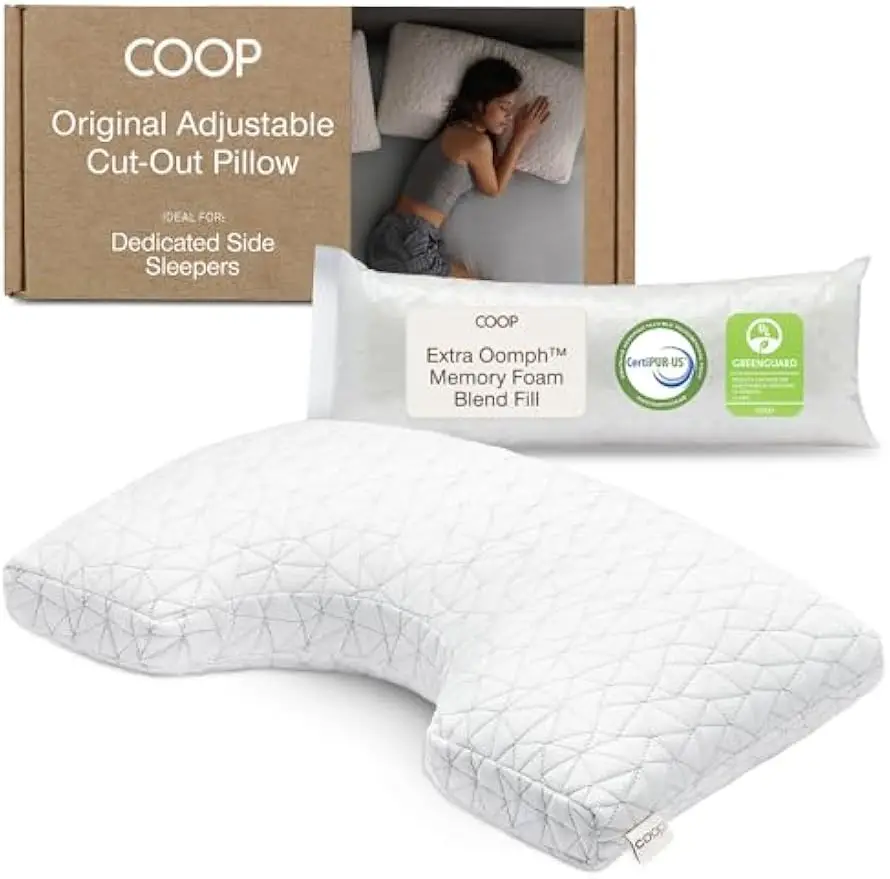 

Подушка из пены с эффектом памяти размера «queen-size» с регулируемым наполнением, боковая поддержка для сна, сертифицированная CEPUR-US и GREENGUARD Gold