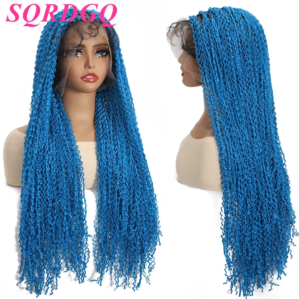 SQRDGQ 26inch Colorful 13*5 Lace Front Wigs for Woman Synthetic Hair Box Braided Wigs on Clearance Sale Curly Wigs For Woman