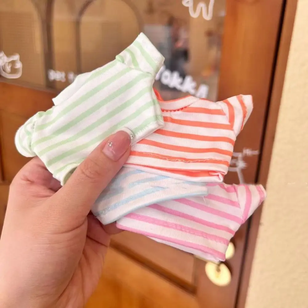 8 Colors Cotton Doll Clothes Splicing Style Accessories Casual Wear T-shirt Stuffed Dolls Toys for 15cm Cotton Doll
