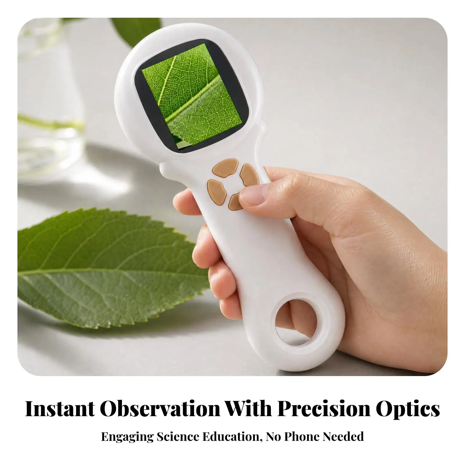 Portable Digital Microscope with Built-in Display 500X Magnifying Lens for Kids Students Science Learning and Plant Observation