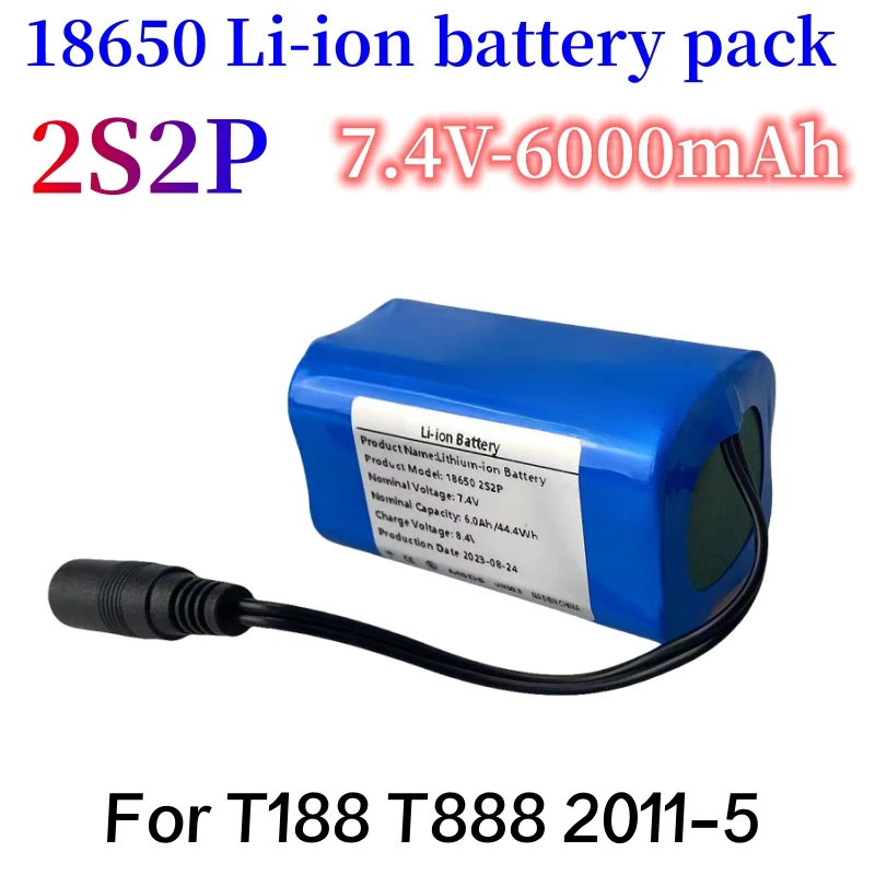 2S2P 18650 7.4V 6000mAh Li-ion Battery Pack,For Remote Control Fish Finder Fishing Bait Boat Spare Parts RC Toys Accessories Bat