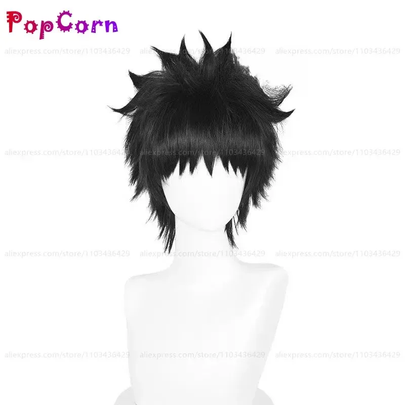 LQUchiha Obito 코스프레 가발 30cm 짧은 검은색 가발 코스프레 애니메이션 코스프레 가발 내열성 합성 가발