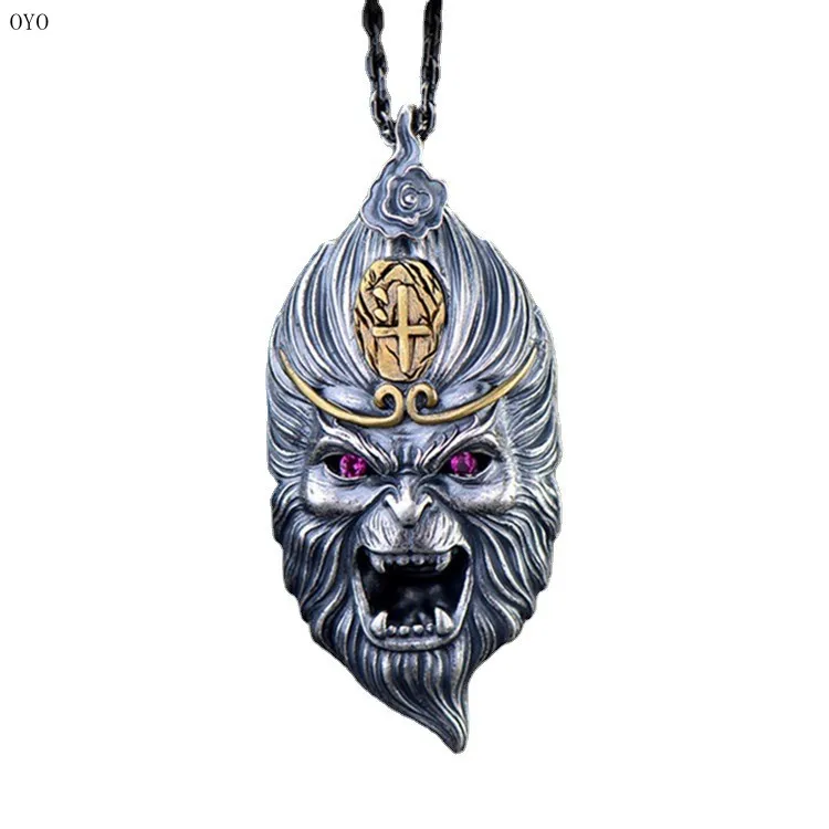 

100% 925 Sterling Silver Qitian Dasheng Silver Pendant Double-sided Buddha Fights over Buddha Sun Wukong Pendant