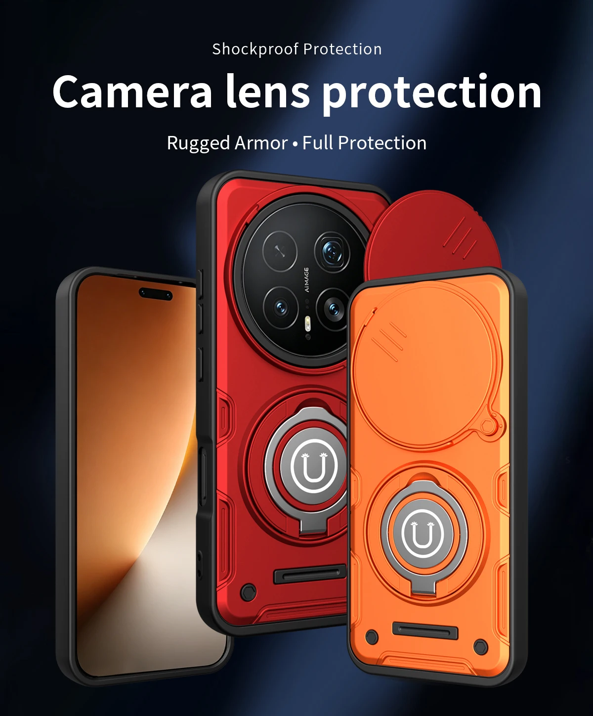 Anti-slip Armor Shockproof Case For Honor Magic 7Pro 8 Pro Slide Camera Lens Protection Rotating Ring Stand Phone Cover Fundas
