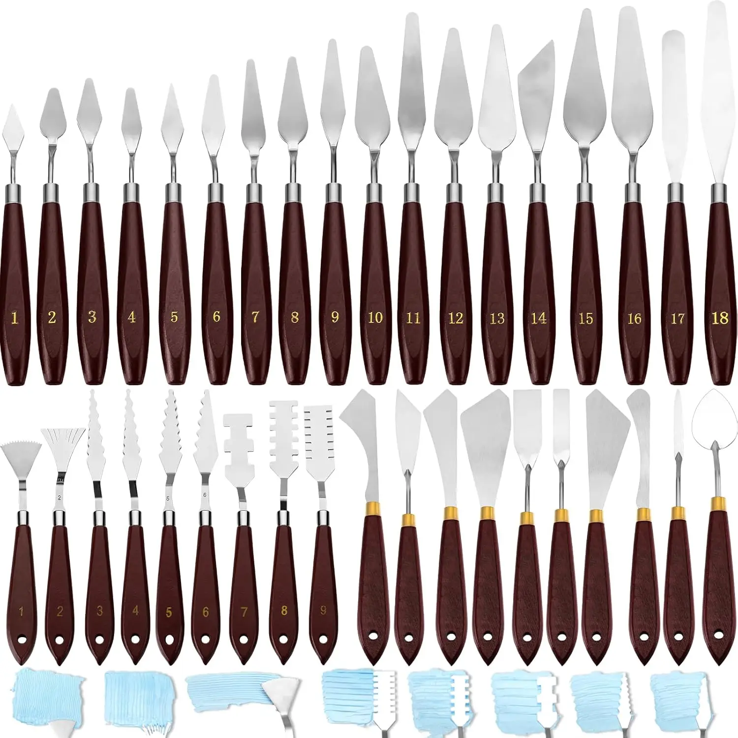 

37 Pcs Palette Knife Set Pallet Knife Set Stainless Steel Paint Spatula Tools with Wooden Handle for Acrylic Color Mixin